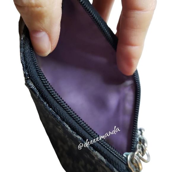 Coach Monogram Wristlet in Black Grey with Metallic Elements and leather strap - Picture 7 of 9